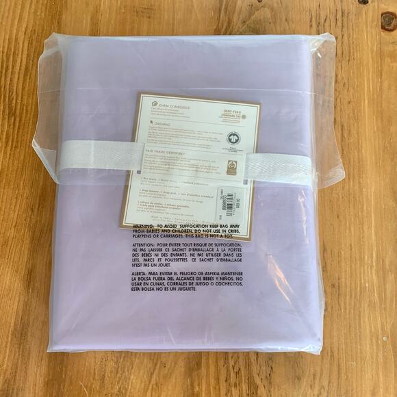 Pottery Barn Teen CLASSIC ORGANIC SHEET SET XL Twin Light Purple NWT Dorm - Picture 4 of 5